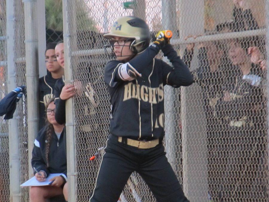 Senior Kelsea Friend in the on-deck circle during the game vs. Suncoast.