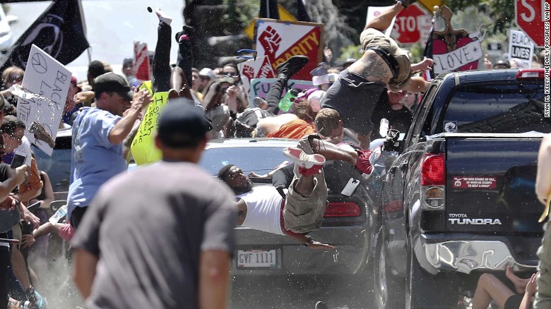 Suspected Neo-Nazi James Fields drove his car into a group of counterprotesters during a White Supremacist/Neo-Nazi rally in Charlottesville, NC on Aug. 12, killing one and injuring 19 others. 