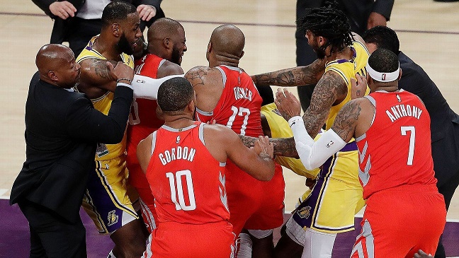 The Lakers Brandon Ingram will serve a four-game suspension while his teammate Rajon Rondo will serve a three game suspension for their roles in the  brawl with the Houston Rockets on Oct. 20. Houstons Chris Paul will serve a two game suspension, as well.