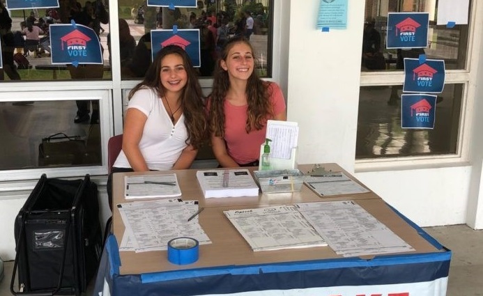 Olympic Heights sophomore Anika Krieger (left) and her sister junior Genevieve Krieger worked to encourage student involvement in the political process leading up to the 2018 midterm elections.