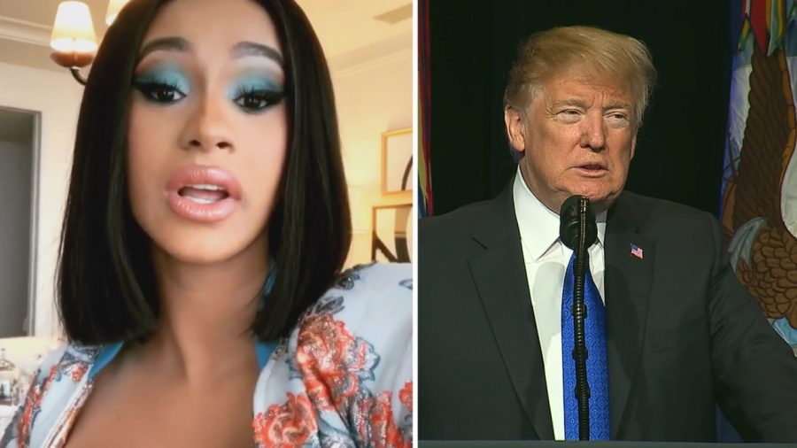 Performer Cardi B (left) recently came under fire by some on the right for criticizing President Donald Trump for his role in the recent government shutdown. 