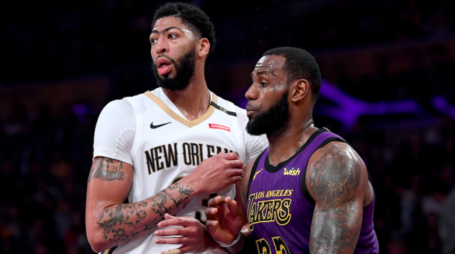 It is anticipated by many that Anthony Davis (left) will eventually end up alongside LeBron James (right) on the Los Angeles Lakers.