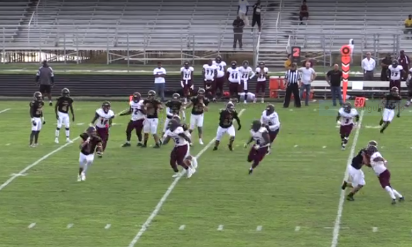 Nick Palmenteri turns the corner on his 53-yard touchdown run off a shovel pass from Blake Moreland for the Lions only score of the game.