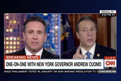 While governor of New York, Andrew Cuomo (right), often appeared on his brother Chriss (left) prime time CNN show to further enhance his image.
