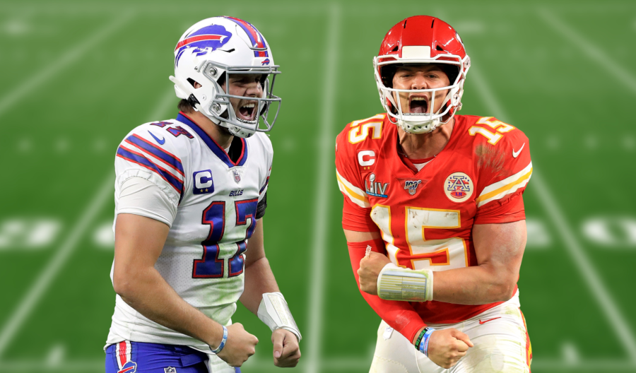 Quarterbacks Josh Allen of the Buffalo Bills (left) and Patrick Mahomes of the Kansas City Chiefs will lead their powerhouse offenses into the highly anticipated Sunday night showdown during the NFLs Divisional Playoffs round.