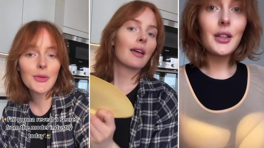 Model Karoline Bjørnelykke demonstrated on her TikTok account how she used to apply a fat suit to model plus size fashions.