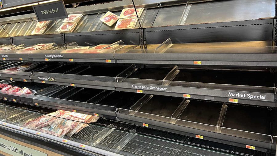 Grocery+stores+are+struggling+to+keep+their+shelves+stocked+as+a+food+shortage+resulting+from+the+Russian+invasion+of+Ukraine+compounds+the+shortage+caused+by+the+COVID-19+pandemic.