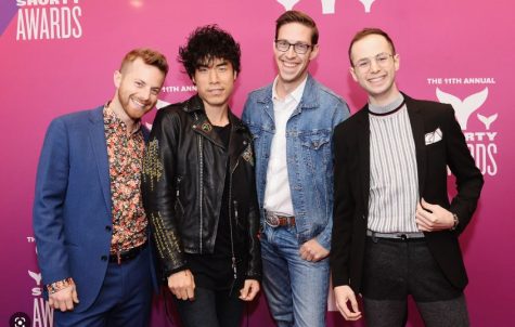 Ned Fulmer (left) was removed from the Try Guys YouTube group featuring (from second to left) Lee Yang, Keith Habersberger, and Zach Kornfeld.