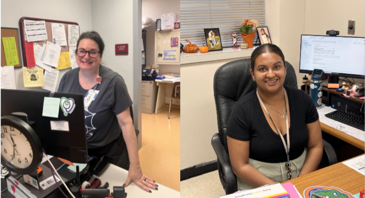 School nurse, Karin Banuchi and guidance counselors, Raveena Singh